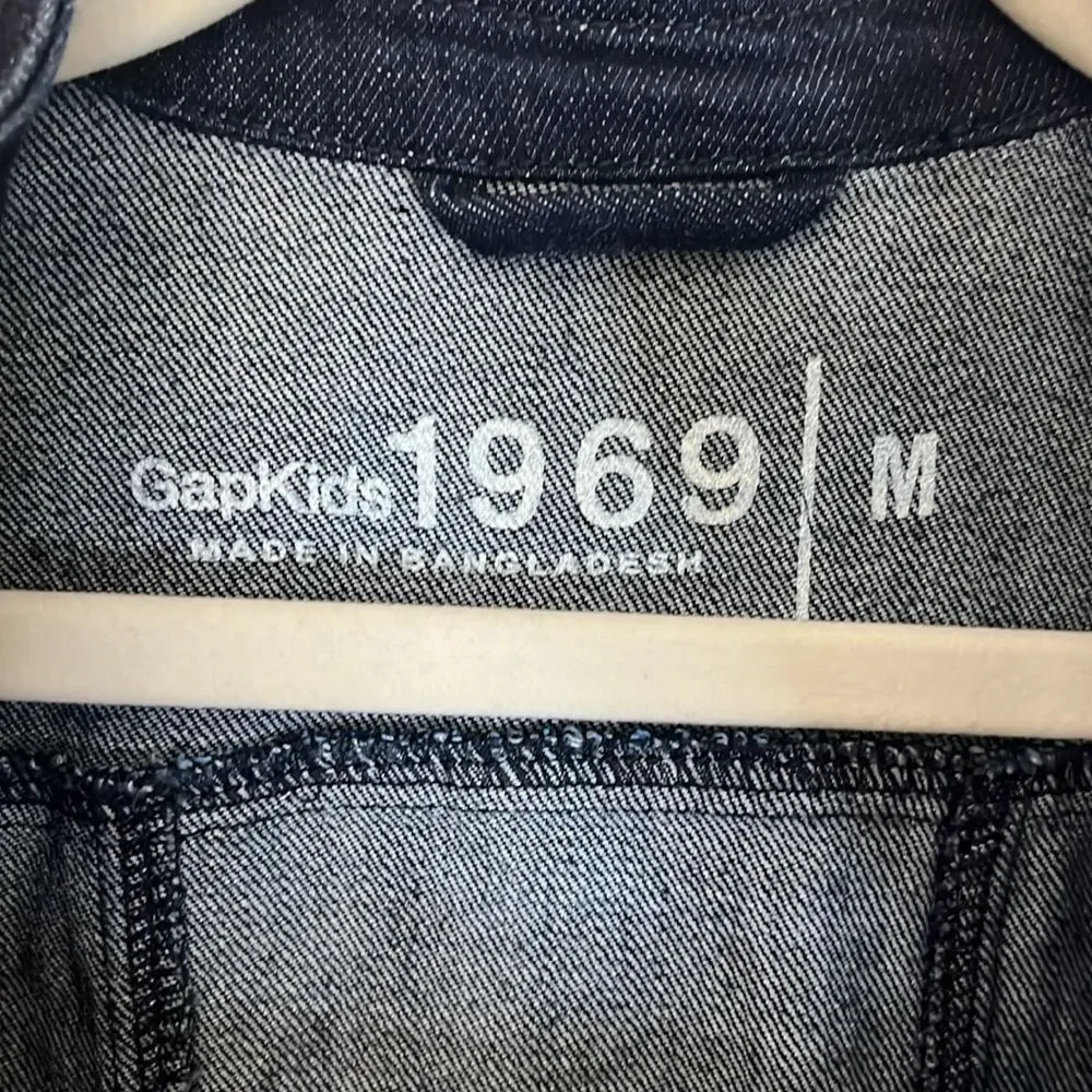 Gap Kids Girls Denim peplum jacket Sz Medium Military style